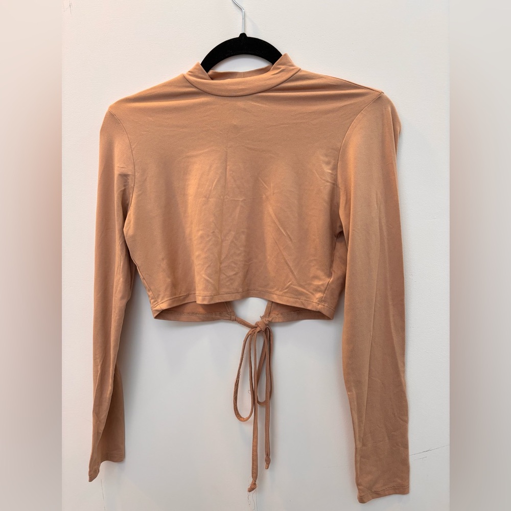 Cropped Backless Turtleneck Top